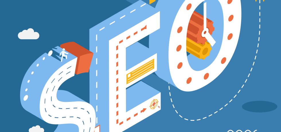 Isometric SEO, success internet searching optimization process illustration